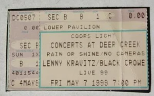Boleto de concierto Lenny Kravitz Black Crowes 1999 Stub Deer Creek Music Center --- - Imagen 1 de 1