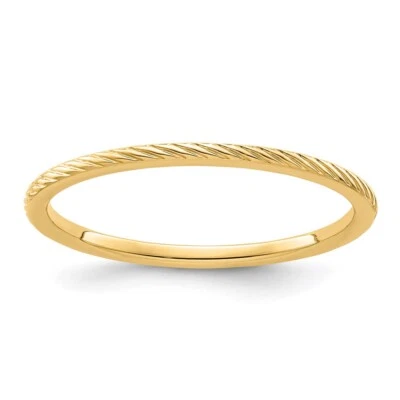 14K Yellow Gold 1.2mm Twisted Wire Pattern Stackable Band Ring Size 6.5 - Image 1 of 4