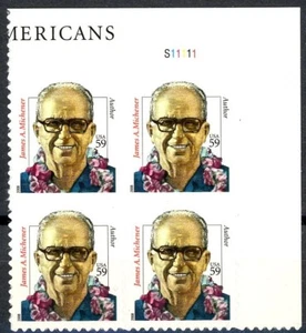 James A Michener MNH Plate Block of 4 UR Plate S11111 MNH Scott's 3427a - Picture 1 of 2