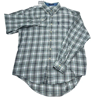 Vintage Ralph Lauren Chaps Shirt Men Large Gray Green Flannel Button Up 90s Y2K - Image 1 of 4