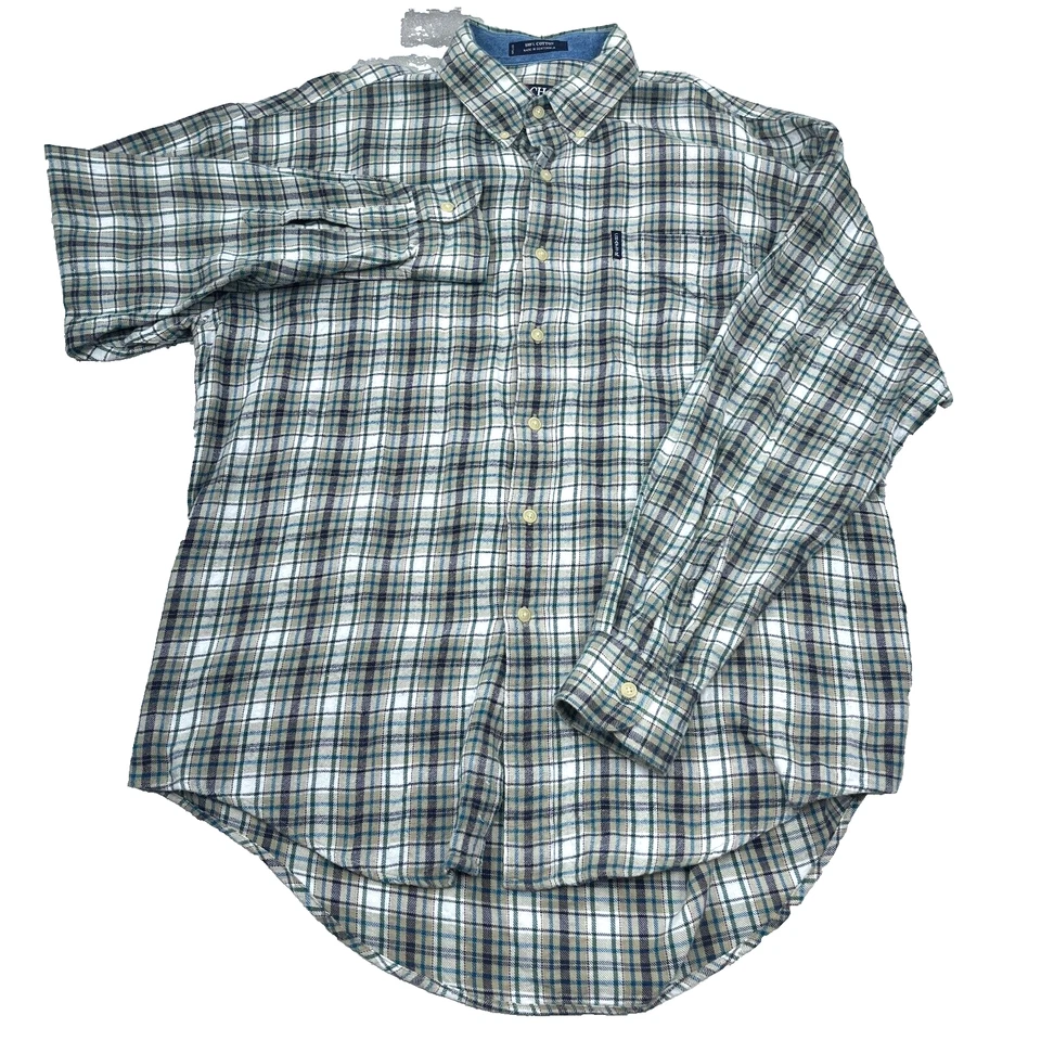 Vintage Ralph Lauren Chaps Shirt Men Large Gray Green Flannel Button Up 90s Y2K - Image 1 of 4