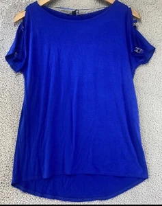 Cable & Gauge Womens Royal Blue Short Sleeve Blouse Size Small petite - Picture 1 of 9