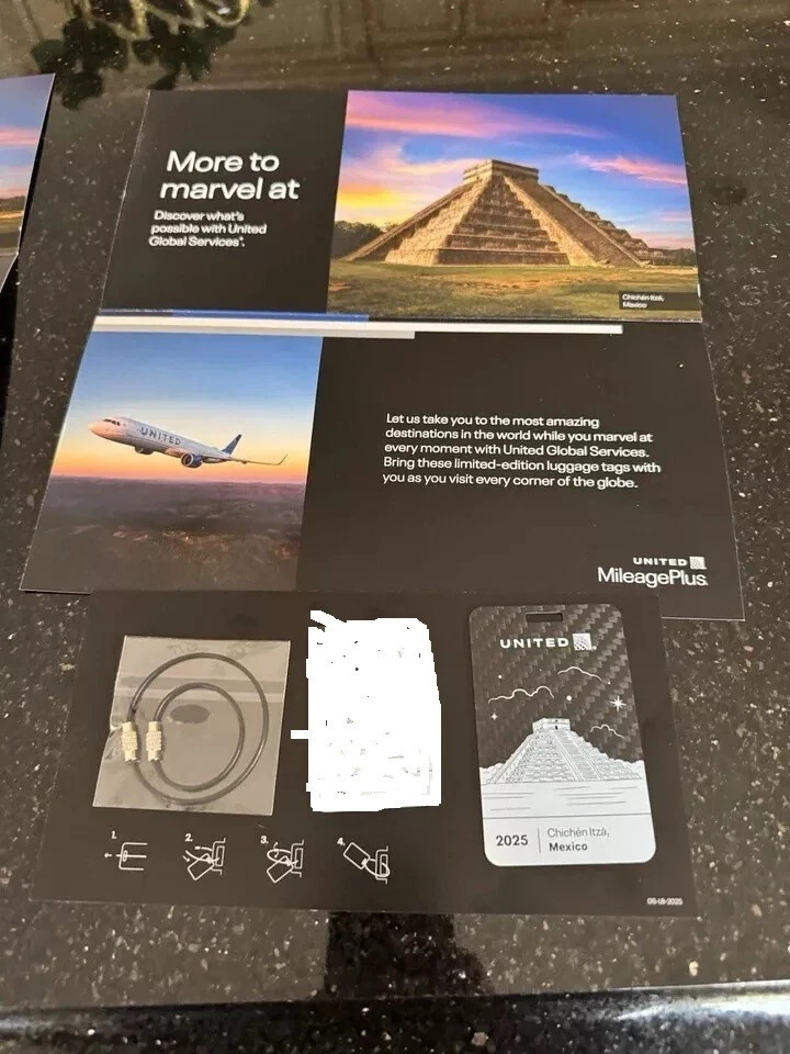 2025 United Airlines GLOBAL SERVICES Carbon Fiber Luggage 1 Tag Large Mexico - Image 1 of 1