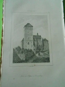 Gravure 1838 - Allemagne Germany Tour des païens à Nuremberg - Picture 1 of 1