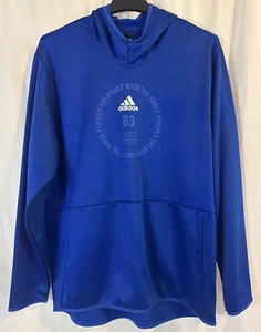 Adidas Climawarm Hoodie Mens 2XL Blue Sweatshirt pockets High Neck Team Issue - Picture 1 of 11
