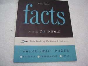 1956 DODGE FACTS BROCHURE ORIGINAL FREE POSTAGE - Picture 1 of 6