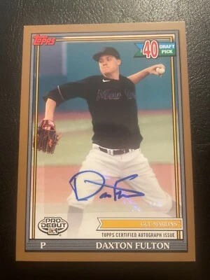 2021 Topps Pro Debut Daxton Fulton Gold Auto #/50 PD-192 Miami Marlins - Image 1 of 2