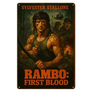 Rambo First Blood Film Metall Poster - Sammlerstück Filmschild - Größe: 20x30cm - Bild 1 von 4