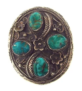 WOW Sterling Silver & Turquoise Statement Ring  - Picture 1 of 2