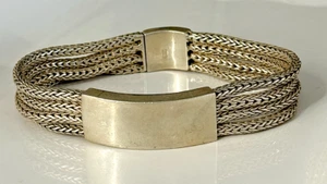 MEN'S 925 STERLING SILVER MULTI-STRAND  CABLE ID BRACELET - Picture 1 of 8
