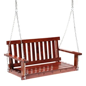 Outdoor Wooden Porch Swings Heavy Duty 800lb Weight Capacity Swing Bench - Picture 1 of 7
