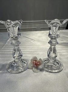 Crystal Candlestick Gorham Viscount 6" Tulip Top - Picture 1 of 5