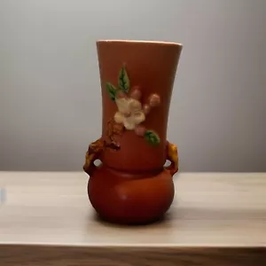 Vintage Roseville Apple Blossom Pink 1949 Vintage Art Pottery Vase 381-6 Ceramic - Picture 1 of 6