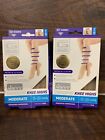 Neo G Medical 2 Pair Moderate Compression Knee Highs 15-20 MMHG Size L Beige