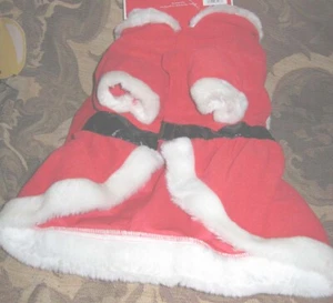 Santa Red Velour faux Belt & Fur Coat Holiday Dog Coat Small NEW - Picture 1 of 3