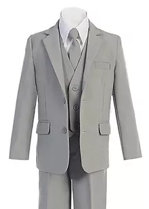 Formal Big Boys Suit Slim Cut 5 Ps Set Jacket Pants Vest Dress Shirt Tie 2t -20  - Picture 1 of 7