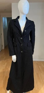 PHILOSOPHY DE ALBERTA FERRETTI PIN STRIPE WOOL LONG COAT SIZE 4 US - Picture 1 of 7