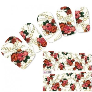 Tattoo Nail Art Stickers Flower Rings Glitter Water Decall New! - Picture 1 of 1