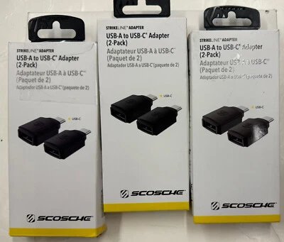 Adaptador Scosche Strikeline 3/$21,99 Adaptador USB-A a USB-C (paquete de 2)(CAA2PK-SP) Foto 1 de 4