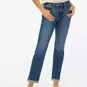 J. Crew Jeans Damen 32 Blau All Day Stretch Slim Boyfriend Raw Hem Neu ohne Etikett - Bild 1 von 9