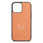 White Handwritten Name Transparent Leather Orange Saffiano iPhone Case for iPhon