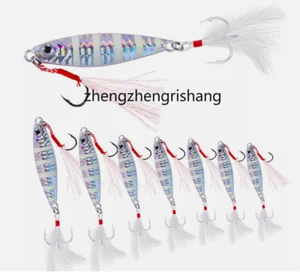 10/20PCS Metal Lead Jig Fishing Lures Jigging Bait Saltwater Tackle Hooks Glow - Picture 1 of 31