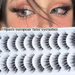 10Pair 3D Faux Mink False Eyelashes Wispy Cross Long Thick Soft Fake Eye Lashes' - Picture 1 of 27