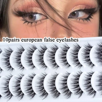 10 pares de pestañas postizas de visón sintético 3D cruzadas largas gruesas suaves pestañas postizas Foto 1 de 4