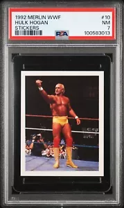 1992 MERLIN WWF STICKERS #10 HULK HOGAN WWE WCW LOW POP (PSA 7 NM) NICE!! - Picture 1 of 5