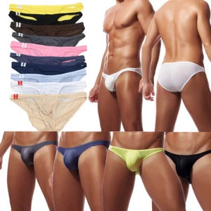 4/10 Stück Herren transparente Slips Ausbuchtung Beutel Eis Seide Unterwäsche niedrige Taille Höschen M-2XL - Bild 1 von 15