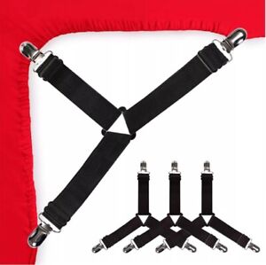 4 Pcs Bed Suspender Straps Mattress Fastener Holder Triangle Grippers Sheet Clip
