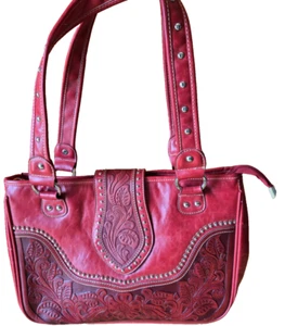 Montana West Grande Rojo Tachonado Western-Patterend Bolso de Hombro Bolso de Mano Cartera - Imagen 1 de 9