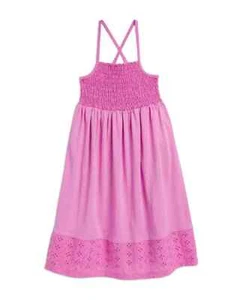 Splendid Smocked Eyelet Dress Girls' 14 Sherbert Solid Square Neck Pullover - Picture 1 of 15