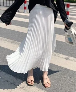 M-L Pleated Midi Long Skirt Korean / Japanese Casual High Waist Fashion Wear NEW - Picture 1 of 21