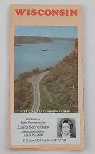 Wisconsin Official State Highway Map 1986 Distributed by Rep Lolita Schneiders - Picture 1 of 6