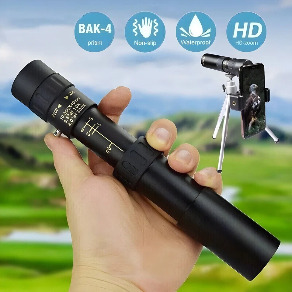 Monocular Telescope High Power HD  With Continuous Zoom 10-300*40 BAK4 FMC Lens - Image 1 of 4