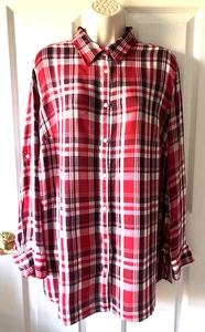 Lauren Ralph Lauren Women's Plaid Plus 1X Blouse Roll Tab Sleeve Button-up Top - Picture 1 of 10