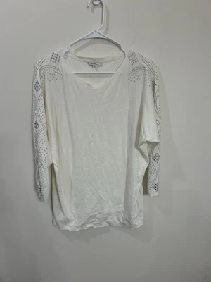 Vila Milano Women's Large White Sweater Top Rhinestone Embellished Party Holiday - Image 1 of 4