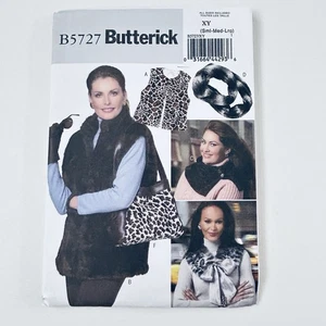 Butterick Sewing Pattern B5727 Faux Fur Vest Neck Warmer Scarf Collar Bag Uncut - Picture 1 of 5