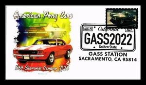 DR JIM STAMPS US COVER PONY CARS 1969 CHEVROLET CAMARO Z/28 FDC PANDA CACHET - Picture 1 of 2