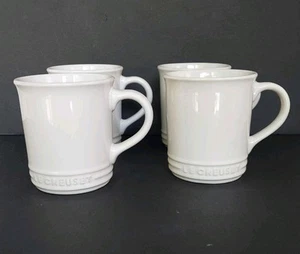 Le Creuset Stoneware 14 Oz Coffee Mug Set of 4 White Farmhouse Country Simple - Picture 1 of 11