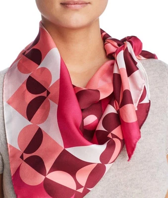 NEW $ 98 New Kate Spade SPADEMALS  PINK Square Silk Scarf 34” Square Rare! Cute! - Image 1 of 3