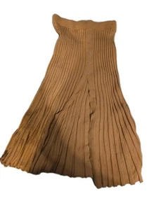 Gonna midi donna Sidro taglia media maglia beige dettaglio bottoni spacco davanti alto - Foto 1 di 8