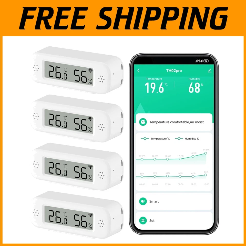 Compact WiFi Hygrometer and Thermometer with LCD Display and Alexa Compatibility - Image 1 of 4