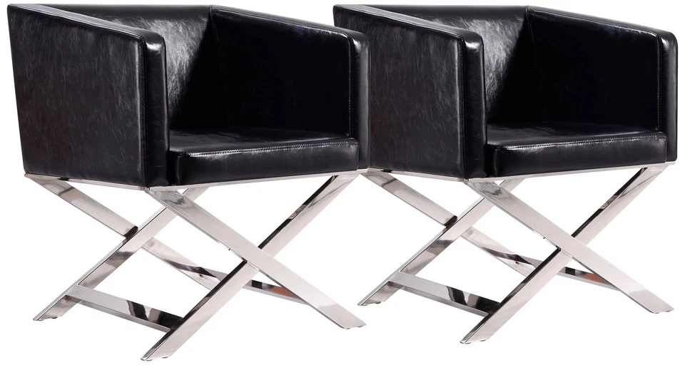 Hollywood Black Faux Leather Lounge Accent Chairs Set of 2 - Image 1 of 1