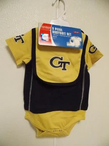 Georgia Tech Yellow Jackets Bodysuit Bib Bootie Set Size 18-24 M by OUTER Stuff - Picture 1 of 4