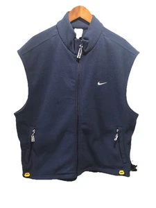 Nike Mens XXL Navy Blue Fleece Thermal Vest Full Zip Logo Embroidered - Picture 1 of 8