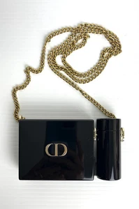 Christian Dior Minaudière Clutch Crossbody Purse Black w/ Gold Chain - Picture 1 of 9