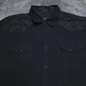BKE Shirt LS Pearl Snap Nautical Star Rockabilly Large Western Cowboy Stitch - Picture 1 of 9