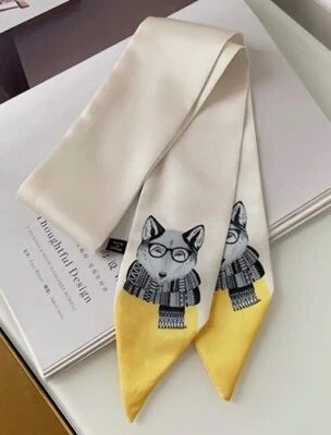 Mr Fox Estampado Sedoso Bufanda Cuello Pelo Bandana Cartera Bufanda Rubor Rosa y Dorado Foto 1 de 3